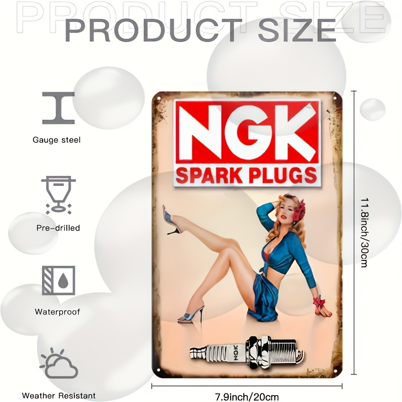 Spark Plug - Eski Tip Bujiler Temalı Metal Levha